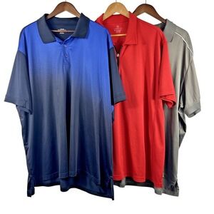 (3) Lands End Polo Shirts 3XL‎ Performance Geometric 1/4 Zip Blue Red Gray Golf